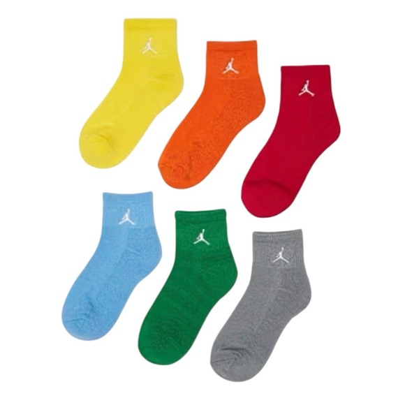 Jordan Other - Jordan Socks Kids Size M Multicolor New Jumpman Logo Ankle 6-Pack